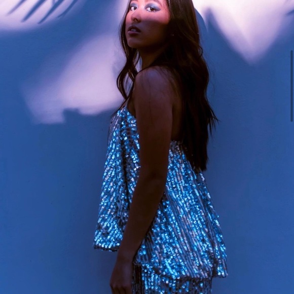 Jovonna Premier x Free People Sequined Set in Silver - Picture 7 of 11